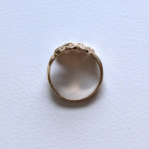 Vintage Solid 14K Yellow Gold Diamond Cut Leaf Bypass RING 14kt - Picture 8 of 14